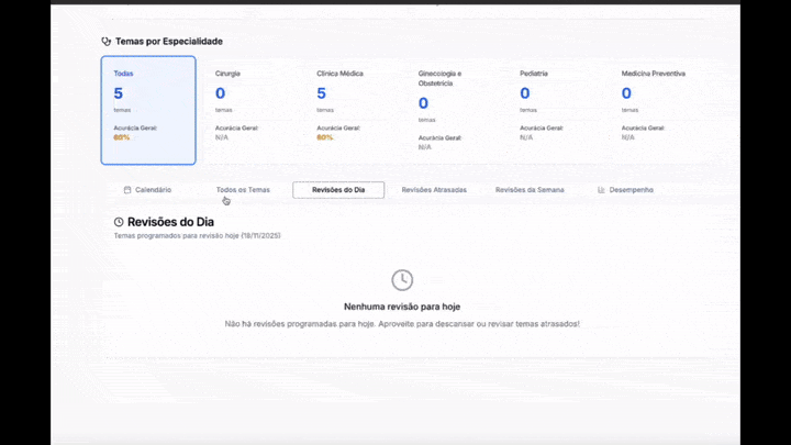 Demonstração do sistema de revisões inteligentes do FlashMedicina